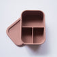 Dark pink food grade silicone bento lunch box with three compartments 
