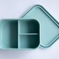 Light blue Food grade silicone bento lunch box with three compartments 